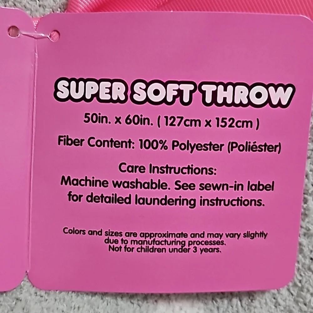 Hello Kitty Super Soft Throw Blanket 50" x 60" Gray & White Reversible - Picture 4 of 4